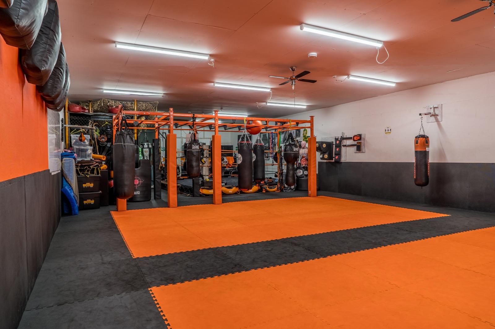 Heavy bag rig and training area
